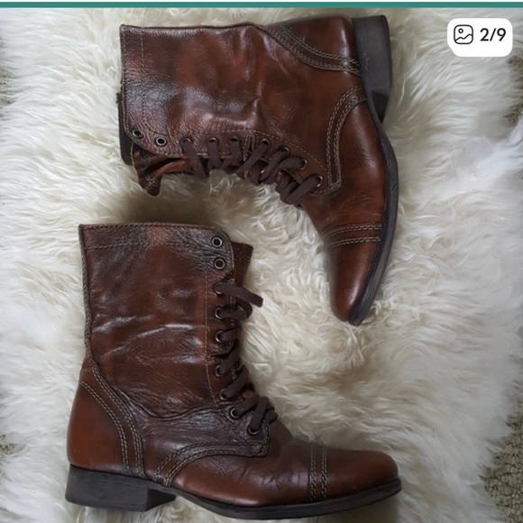 Steve Madden Troopa Brown Lace Up Boots - Picture 2 of 11